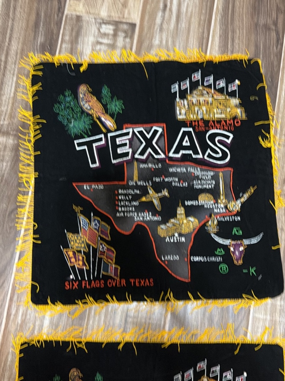 Texas Souvenir Bandana with Yellow Fringe.